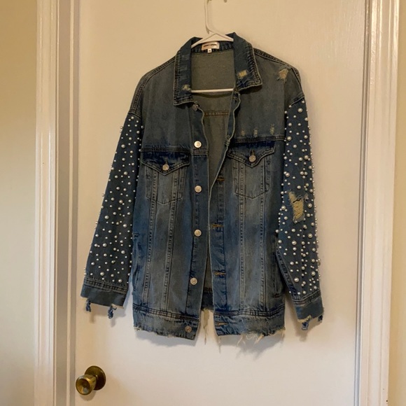 Pearl Detail Denim Jacket - Picture 1 of 4